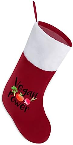 Веганска моќност Божиќно порибување Божиќно дрво камин виси чорапи со кратка кадифен манжетна декорација за домашна забава