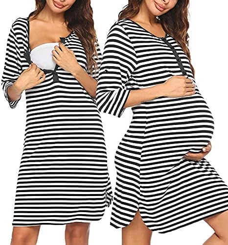 Породилен фустан доење доилче за доилки жена лента со краток ракав, доење, хранење бремена породилна медицинска сестра фустан