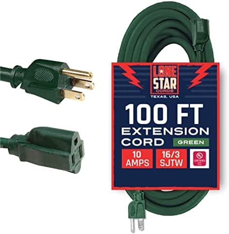 Осамени жици на starвезди 100 стапки 16/3 SJTW Дополнителен долг долги кабел за продолжување на отворено со ПРОНГ 16 мерач Зелен водоотпорен