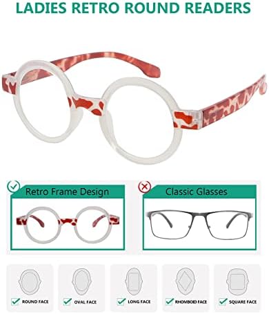 Очила 4-Пакет Тркалезни Очила За Читање За Жени Ретро Читатели очила +3.00