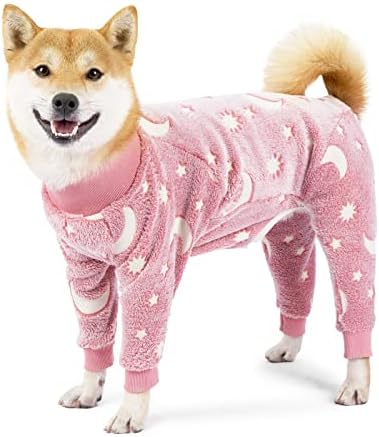Gabefish Cozy Plush Dog PJS, Pajamas Fleece за кучиња, мек долг ракав, четири нозе Симпатична друга за домашни миленици розови 3x-големи