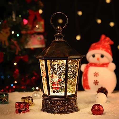 Божиќен фенер-сноп глобус, вода за вода со музика и Дедо Мраз или божиќни фенери за батерии, ротирачки светкави фенери, Божиќни