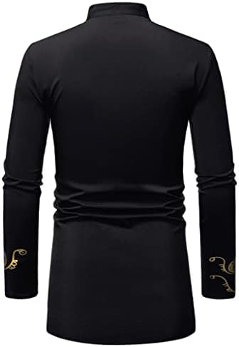 Јакија Африкански човек со долги ракави кошули Обична облека Печати Дашики Топ тенок вклопна облека за надворешна облека, модна