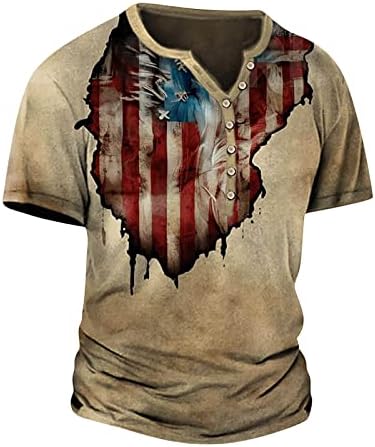 Зефотим 4 -ми јули кошули за мажи кратки/долги ракави o врат Американски знамиња кошули Обични летни модни тенок маици