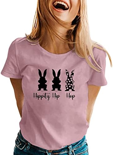 Женски врвови жени пролетно лето лето Велигденски печатен краток ракав o врат маица врвна долга ракав обична кошула жени