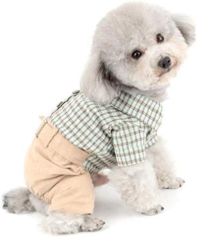Селмаи миленичиња британски стил карирана кошула скокање облека за мали кучиња момче лето кученце памук кошула комбинезони чивахуа облека