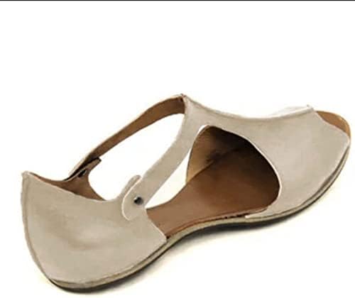 Lенски рамни сандали удобно лизгање на римски сандали риба уста отворена пети слајдови чевли гроздобер облечен сандал