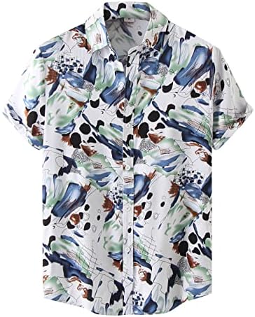 Кошули на Хавајски кошули на ЗДДО, кратки ракави со кратки ракави надолу лето лето, печатење на лапа, обична кошула лабава фит плажа алоха врвови
