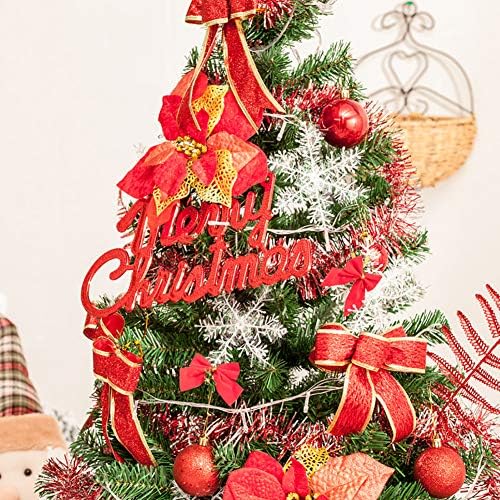 DLPY 5ft Премиум украс Вештачко новогодишно елка, завиткана во метална штанд црвена starвезда нелична еко-пријателска за декорација на празници-црвена