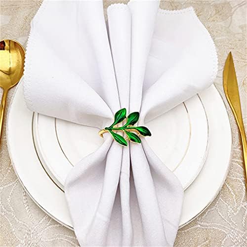Ренслат 10 парчиња хотел зелена лисја од салфетка кинеска салфетка за салфетка прстенка за трпезариска трпезариска маса (боја: а, големина