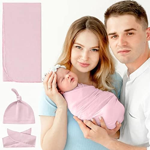 Fafeicy бебе розови ќебиња со розови шишиња, лента за глава, постави новороденче памук за новороденчиња, приемно ќебе сет памук