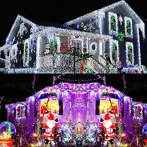 Боја за промена на божиќните лесни светла на отворено, 29,5ft 360 LED ладилни светла за жици, кои се поврзуваат со 60 капки, 11 режими