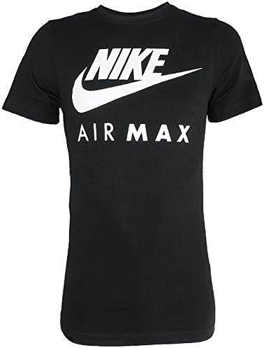 Nike Air Max Max Tee Sport Sport Slim Fit Fitness Cotton Court Mirt Mairt Black/White