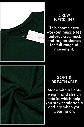 Коофанди маица за мускули на мажите со плетенка со раблан раблан за бодибилдинг салата за кратки ракави за модни кошули за тренингот