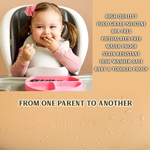 Kuddley Silicone Baby Bibs за бебиња и мали деца | Силиконски бебешки биб со фаќач на храна, водоотпорен, прилагодлив вклопување