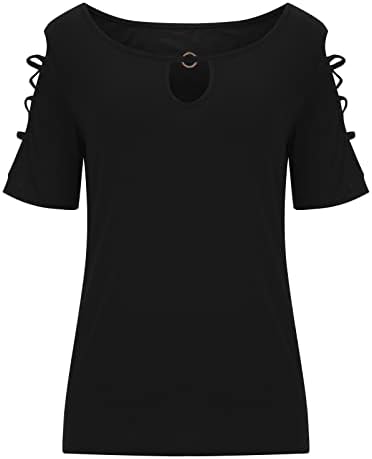 Маичка за блуза за дами кратки ракави екипаж вратот на вратот памучен графички смешен случајна лабава вклопена опуштена фит блуза