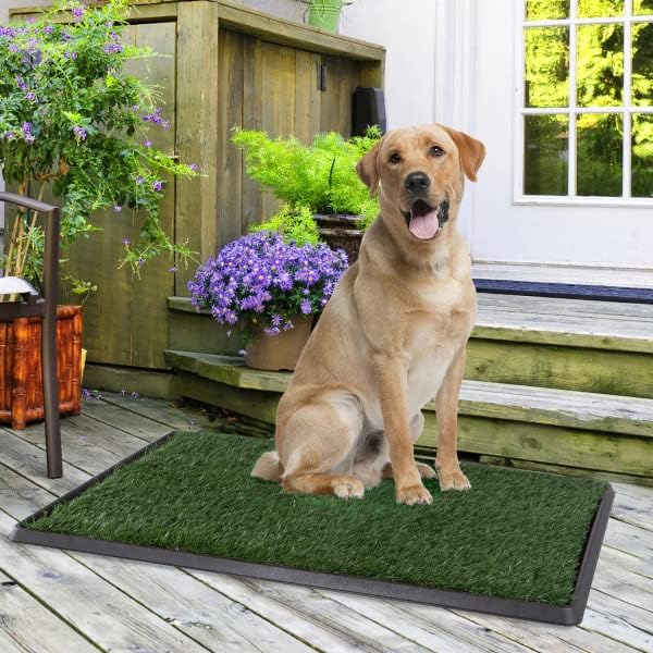 Вештачка трева кученце пиша подлога за кучиња и мали миленичиња - 20x30 за еднократно тренирање на 3 -слоеви со ситница со послужавник -