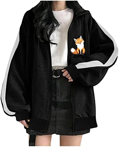 Симпатична преголема јакна од качулка за жени y2k e девојче поштеди дуксери панда животински џемпери тинејџерски падови, паднати куќи