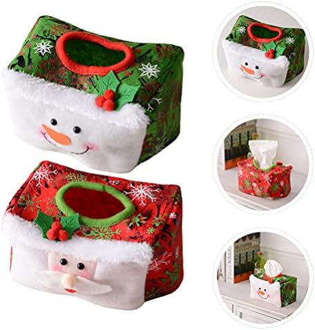 ПРЕТИЗУМ Божиќно Ткиво случај 2 парчиња Божиќна Кутија За Ткиво Покријте Мек Правоаголен Држач За Ткиво Дедо Мраз Снешко Декор Ткиво Случај
