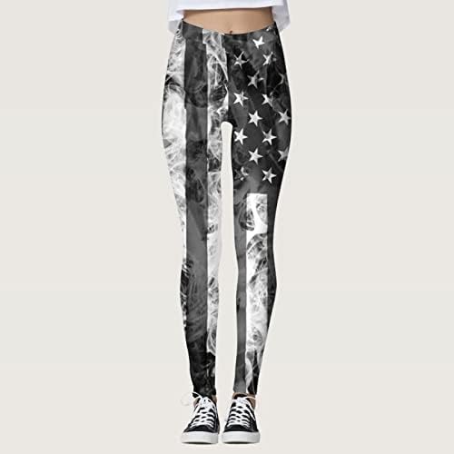 Американско знаме патриотски нозе жени со високи половини патриотски starsвезди ленти панталони фитнес тренингот тренинг јога панталони