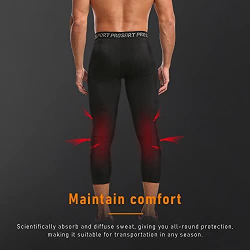 Blaward 2 пакуваат машки кошаркарски панталони со влошки на коленото 3/4 капри залепени хулахопки за компресија Спортски атлетски