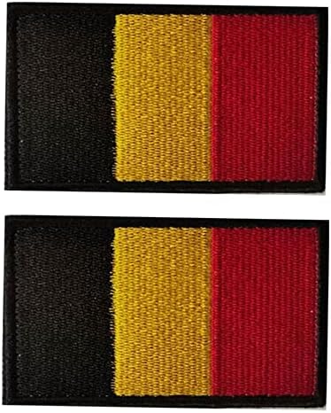 Белгија знаме извезени закрпи Тактички морал Апликација за прицврстување на прицврстувач за прицврстување и јамка Амблем лепенка 2 парчиња