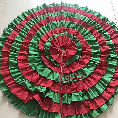 Здолништа За Новогодишна Елка ХУИЏИ - Црвено Зелена Двобојна Плисирана Торта Чипка Божиќна Елка Долни Украси За Облекување, Украси За Аранжмани