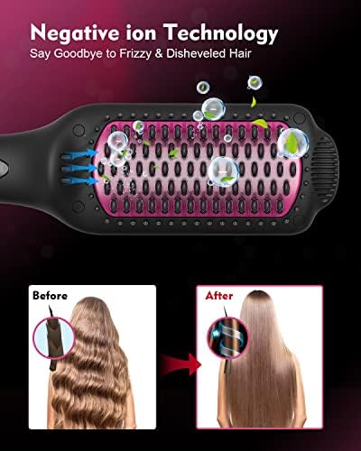 Четка за Исправување на косата, Четка За Исправување На Косата Со Негативни Јони со 12 Поставки За Температура, Технологија За Брзо Керамичко Греење