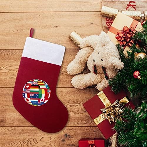 Земја знаме Божиќно порибување Божиќно дрво камин виси чорапи со кратка кадифен манжетна за украсување за домашна забава