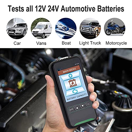 Quul DY222 Тестер за батерии за автомобили 12V 24V Дигитален автомобилски дијагностички тестер за батерии Анализатор за тестирање 2000CCA