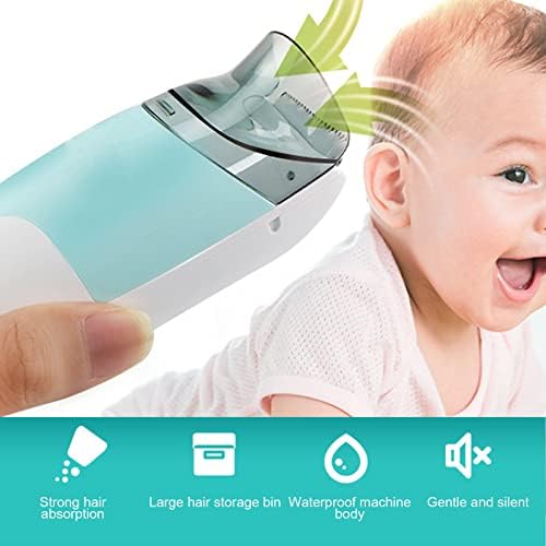 Клипер за коса за бебиња, вакуумски вшмукување деца Електронски клипер за коса сет со 2 водичи Combs rechargeba за домашна употреба