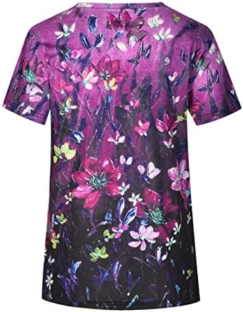 Дами кратки ракави 2023 Облека редовно вклопување v вратот памук салон за блуза, летна есенска графичка блуза за женски LX
