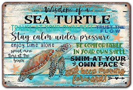 Мудрост на морски желки за лимени знаци, желки метален знак крајбрежен декор, инспиративен, декор на плажа, смешно гроздобер метален