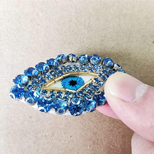 2 парчиња сино крцкање кристал ринестон Египет злобно лепенка за очи, симпатична извезена шива на закрпи за облека за рак на ранци