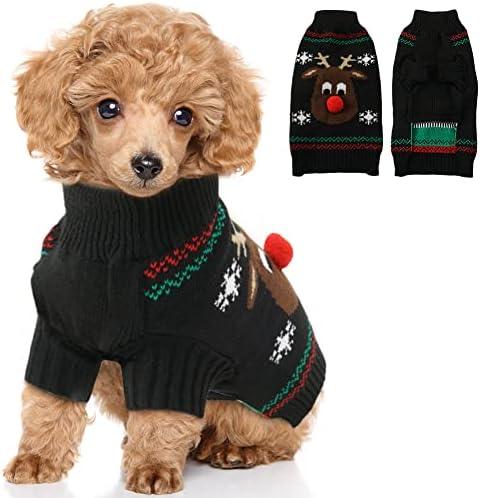 Еммуст куче Божиќен џемпер, кучиња од желка, Божиќна облека, плетено кучиња, кучиња џемпер Класична куче Божиќна облека за средни