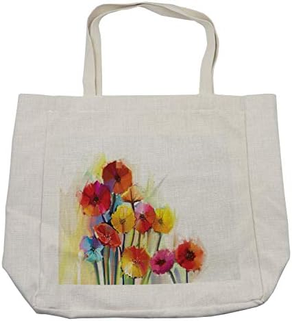 Торба за шопинг со цвеќиња Амбесон, Гербера Букети Романтичен цветен аранжман на цветната страна на природата, еколошка торба