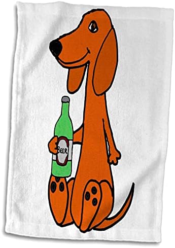 3drose Смешно симпатично црвено црвено куче, пиво цртан филм - крпи