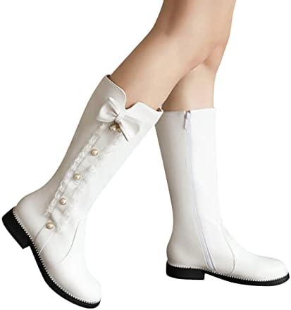 Чизми бела боја извезени западни каубојски чизми колена висока шега со средна потпетица, чиста пета 5см зашилена со пети мода ретро класичен чизми