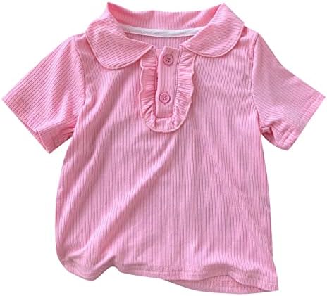 Детска цврста боја маица летна детска облека девојки ребрести обични забава за 0 симпатична облека за девојчиња