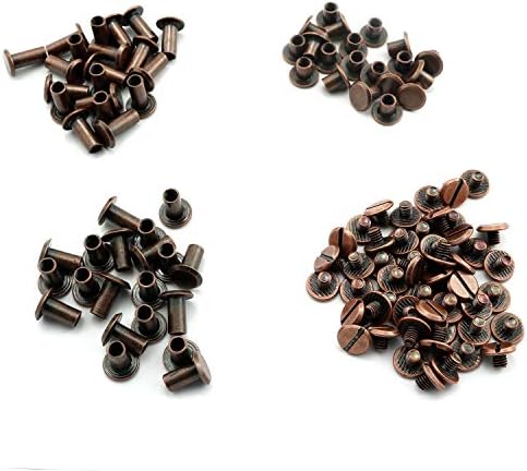 60 комплети црвени бронзени завртки од Чикаго собрани комплет M5x6/10/12mm завртки за завртки за нокти за забивање на чикаго