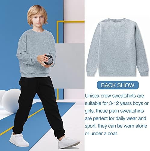 Dotdog Unisex Youth Soft Brushed Reece Basic Crewneck Pullover Sweatshirt за момчиња или девојчиња