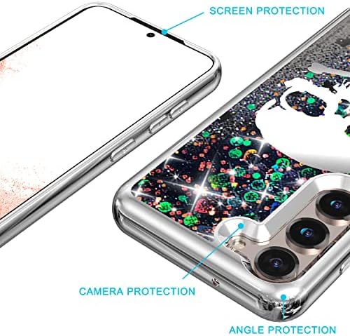 За Samsung Galaxy S23 Case Glitter, S23 5G Case за жени девојки, Quicksand Sparkle Bling Liquid Telemer Case за Samsung S23, Череп