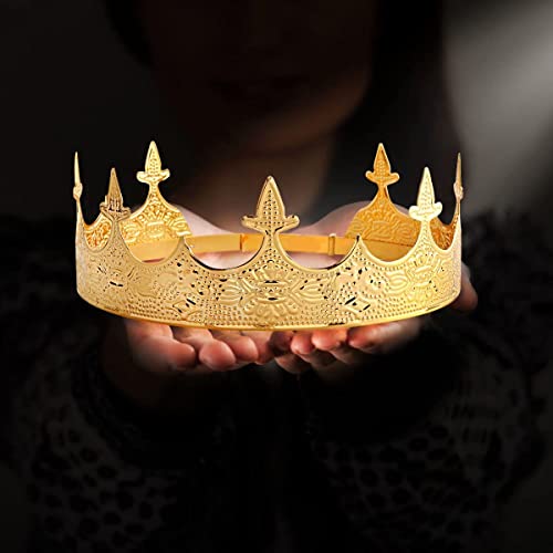Круна Коса Накит Кралскиот Крал Дијадема Мажи Метал Големи Дијадеми За Ноќта На Вештерките Костим Злато