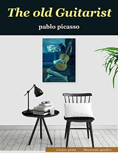 Eliteart-Стариот гитарист од Pablo Picasso Oil Sainting Sainting Reproduction Giclee Wall Art Canvas Prints-Framed Size: 25 1/2 x 35