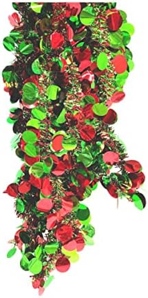 Црвена Зелена Светла Тркалезна Кружна Декоративна Виси Божиќен Фестивал Тинсел Гарланд-2 ПАРЧИЊА