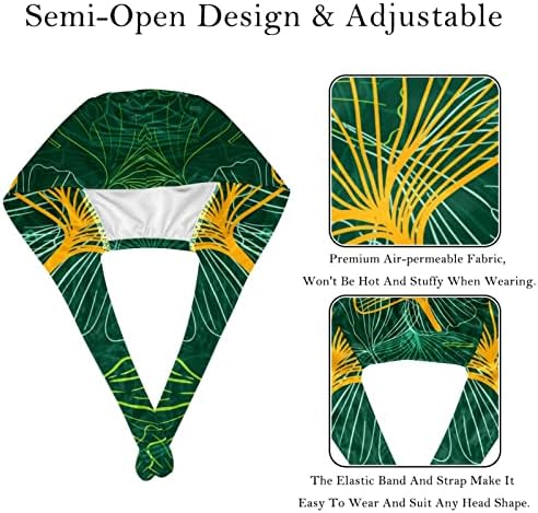 Работно капаче за тропско зелено лисја со копчиња и прилагодлива вратоврска за вратоврска за жени
