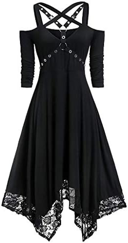 Готски фустан од Тифџадијао за жени без ракави, фустани за готвење Ноќта на вештерките Крискрос против вратот А-линија мини фустан