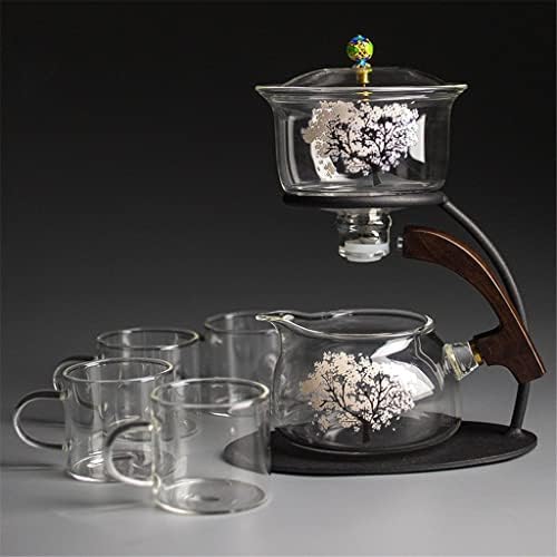 Yxbdn цреша мрзлив полуавтоматски стаклен чај сет со чаши магнетски тип отпорен на топлина стакло чајник најдобар избор за подарок