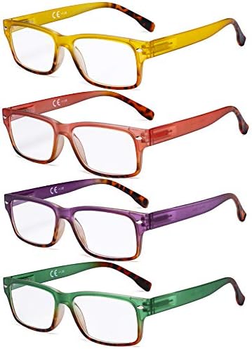Очила 4 пакувања за читање очила Стилски правоаголник дами читатели за жени кои читаат