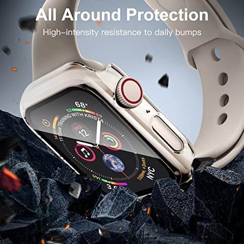 Geak компатибилен со Case Apple Watch 44mm iwatch SE Series 6 5 4 со заштитник на екранот, тенок чувар на тенок браник целосна